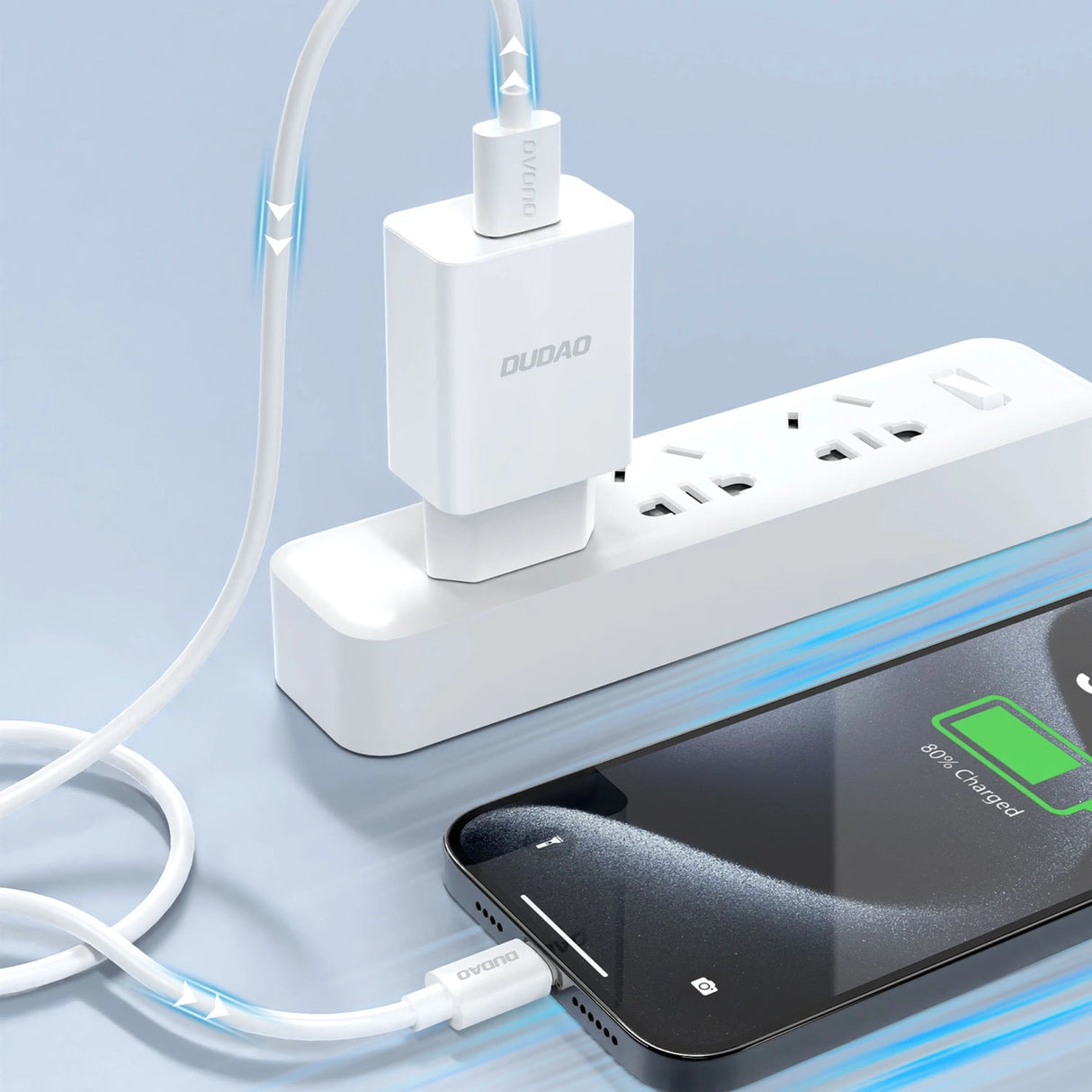 Dudao A4EU USB-A 2.1A vægoplader - hvid + USB-A - Lightning kabel