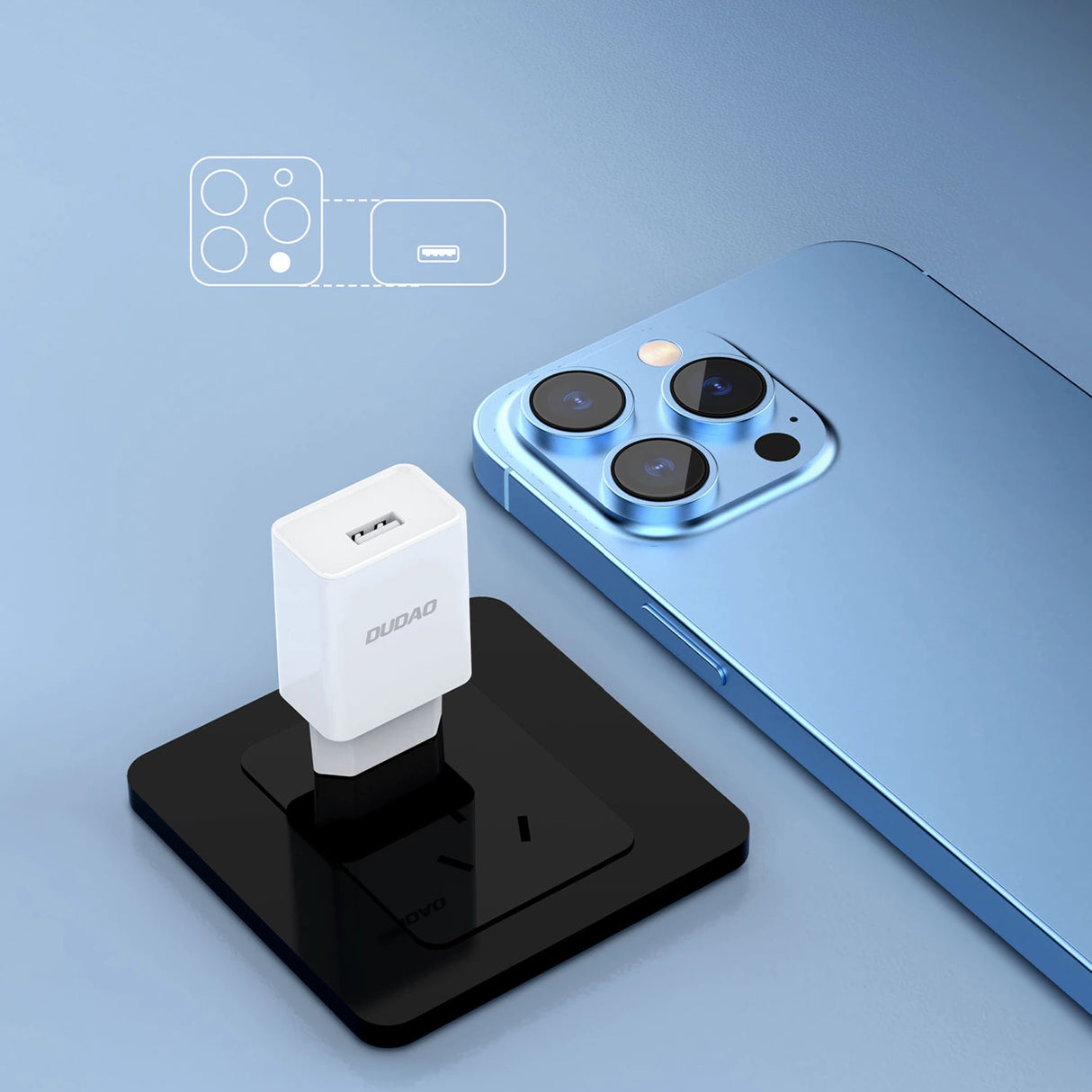 Dudao A4EU USB-A 2.1A vægoplader - hvid + USB-A - Lightning kabel