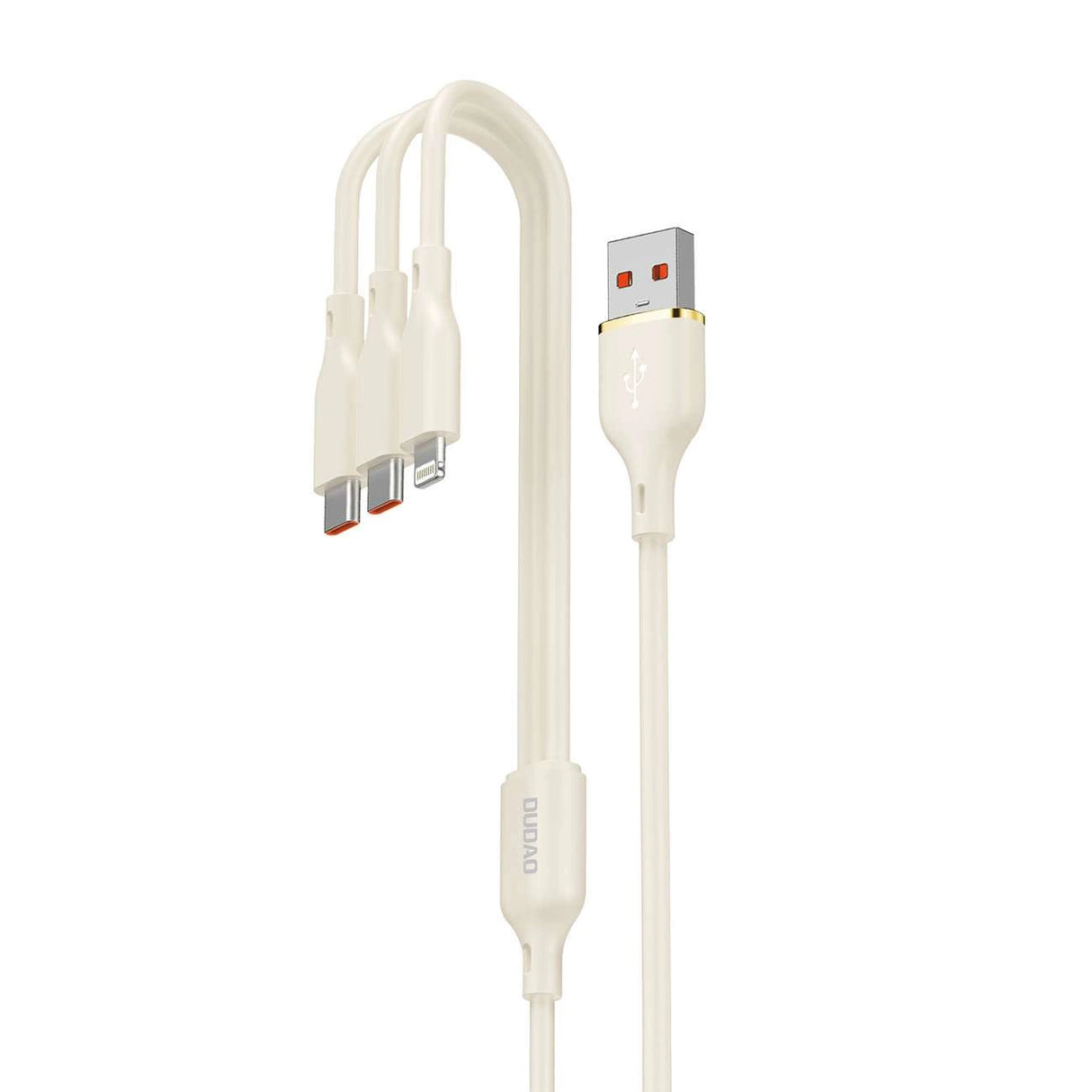 Dudao L7SE 3in1 USB-A - 2x USB-C / Lightning 66W Kabel 1,2 m - beige