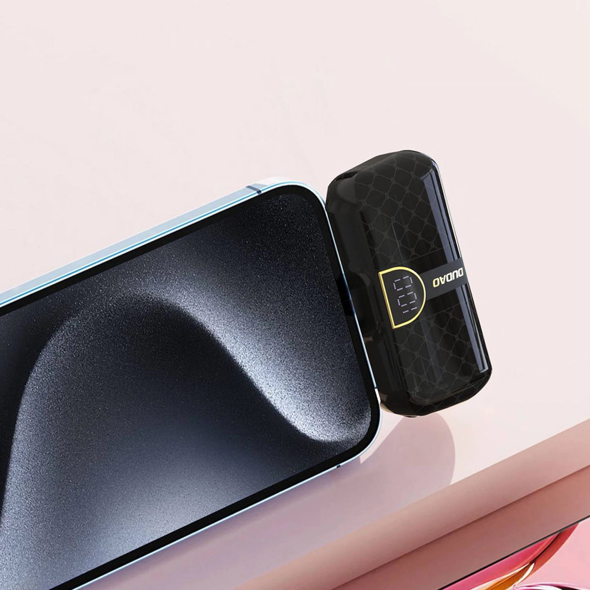 Dudao K20SL 5000mAh mini powerbank med Lightning / USB-C-stik - sort