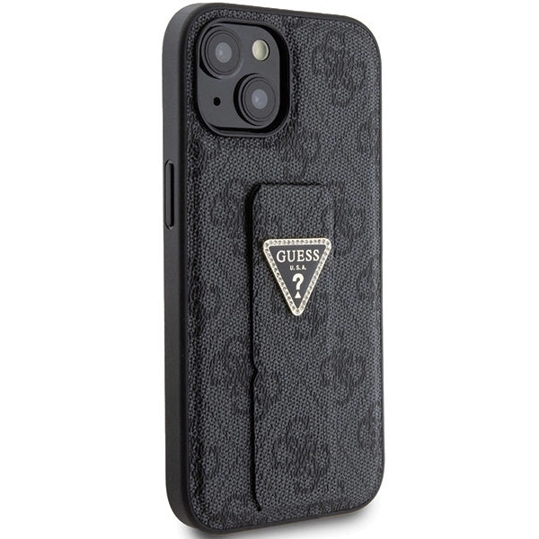 Guess Grip Stand 4G Triangle Strass fodtøj til iPhone 15 - sort