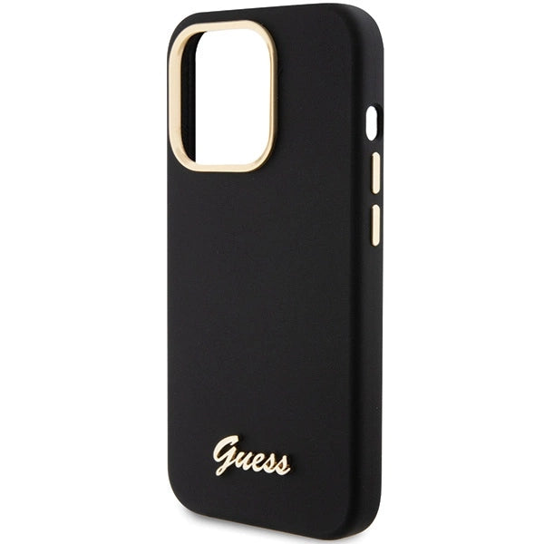 Guess Silicone Script Metal Logo & Frame iPhone 15 Pro Max Case - sort
