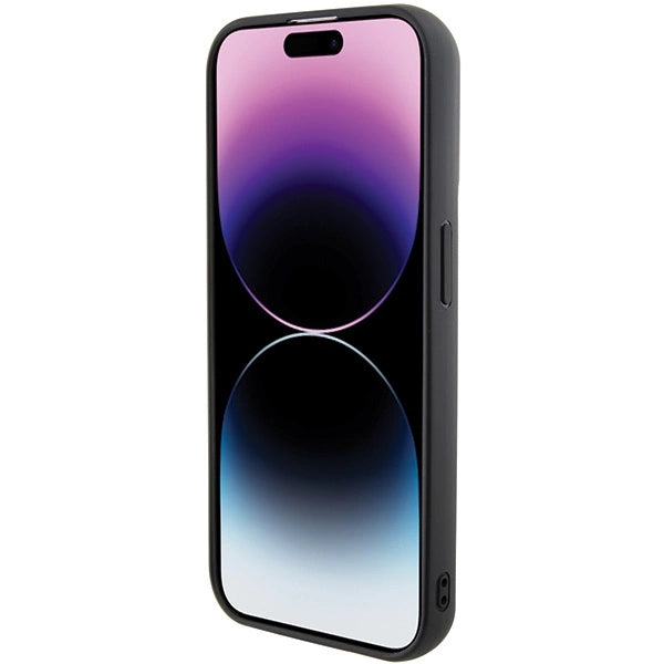 Karl Lagerfeld Gripstand Saffiano Karl&Choupette Pins case for iPhone 15 Pro Max - black