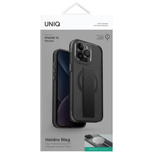 Uniq Heldro Mag Magclick Opladningsfoder til iPhone 15 Pro Max - sort