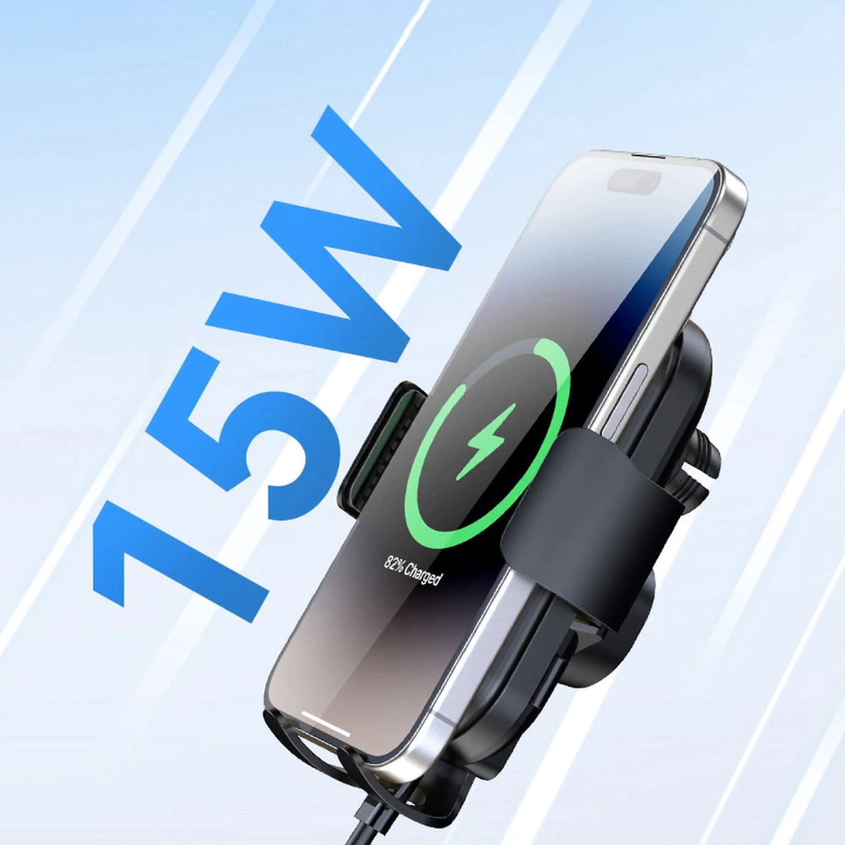 Wozinsky WUMID-telefonholder med 15W induktiv oplader til bilens instrumentbræt - sort