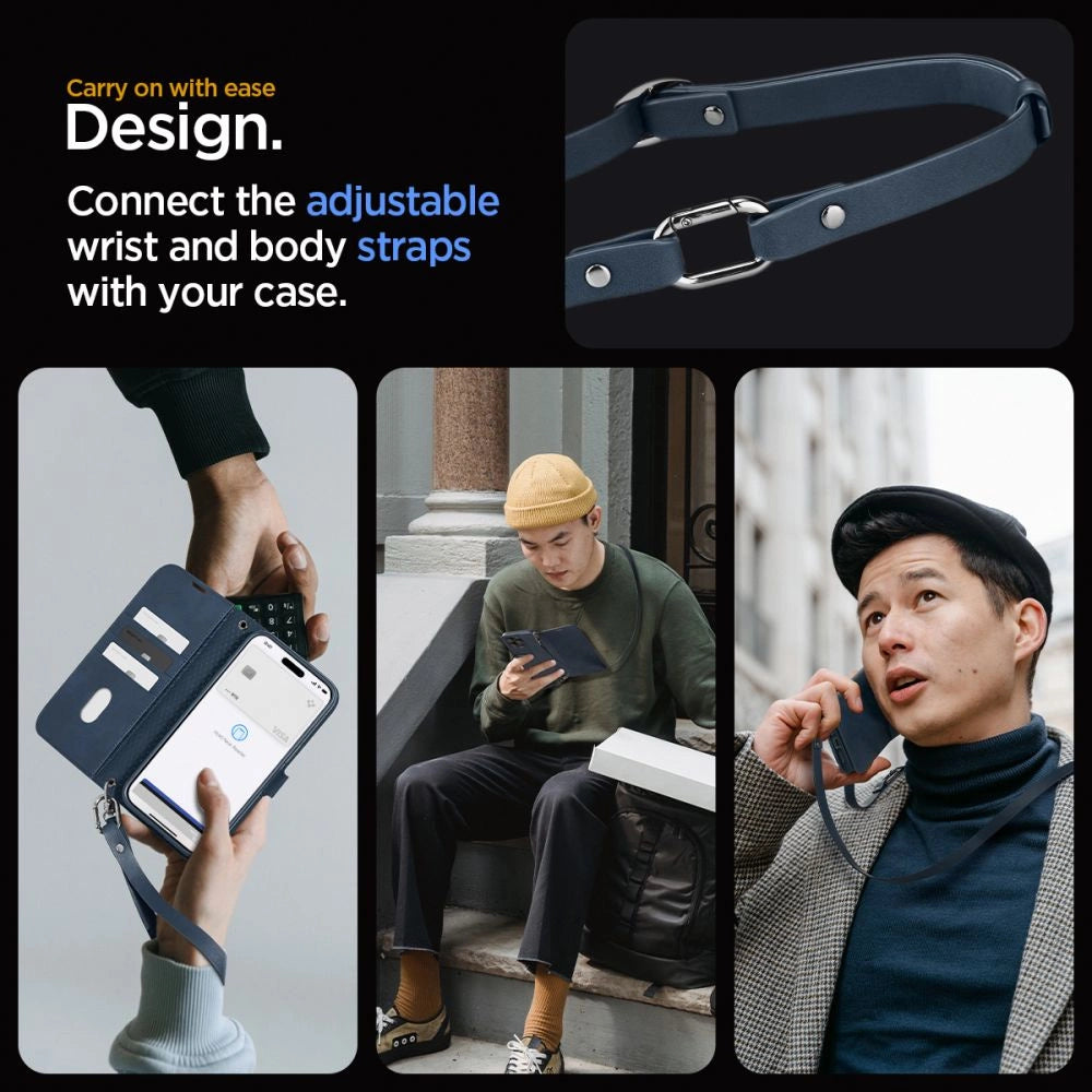 Spigen Wallet S Pro Case for iPhone 15 Pro - Navy Blue