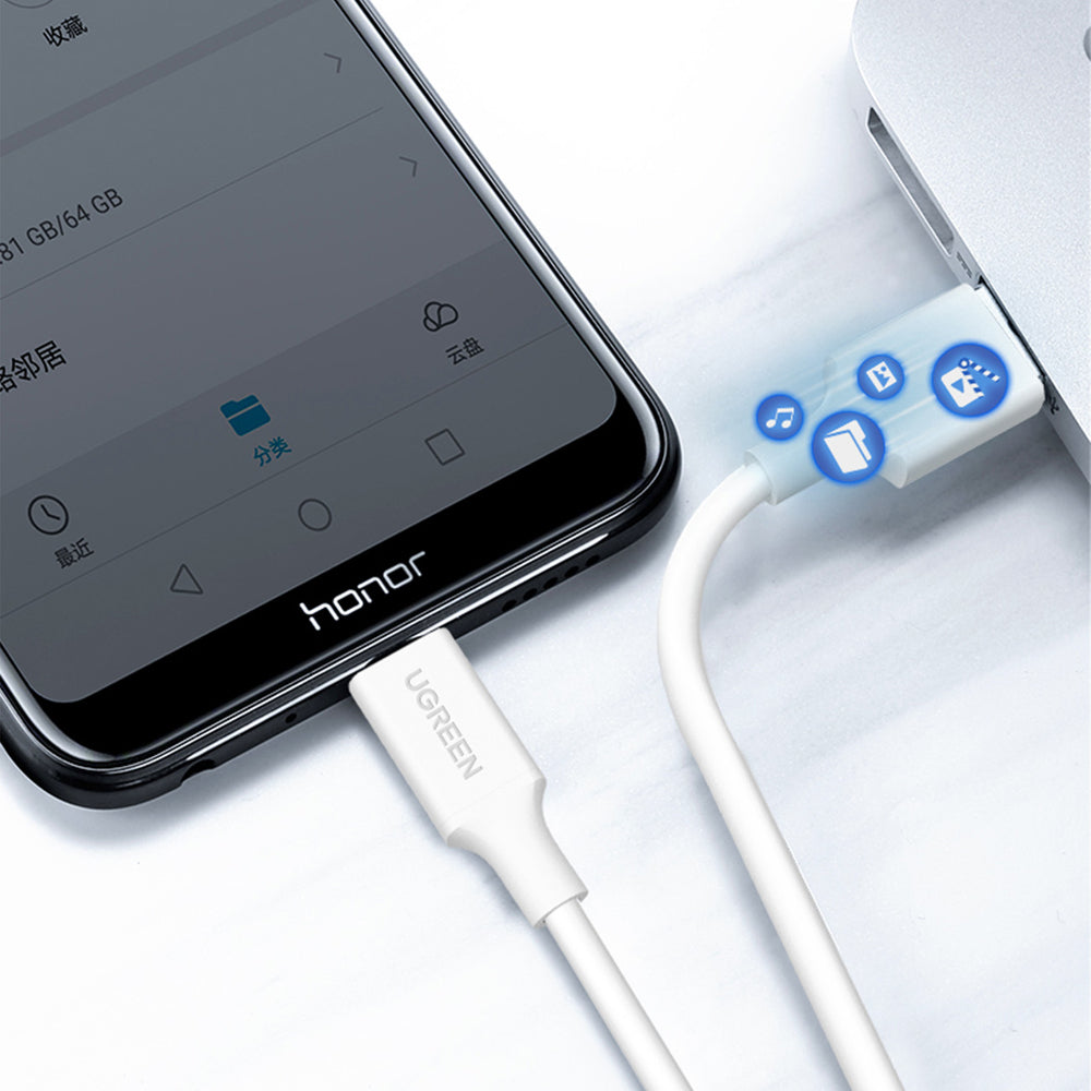 Grøn US289 60143 micro USB / USB-A kabel 2m - hvid
