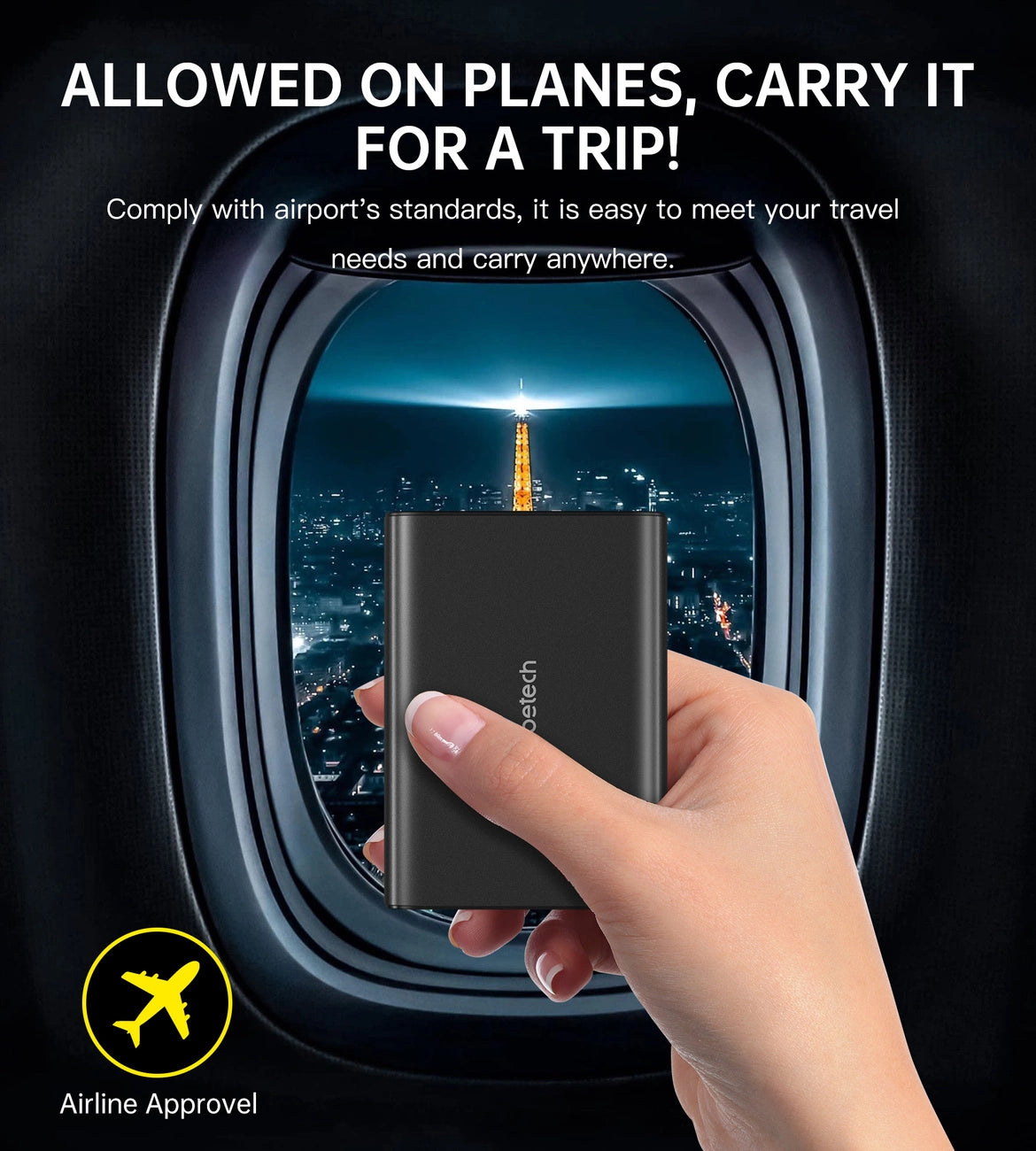 Choetech B635BK USB-A / USB-C Powerbank 22.5W 27000mAh - sort