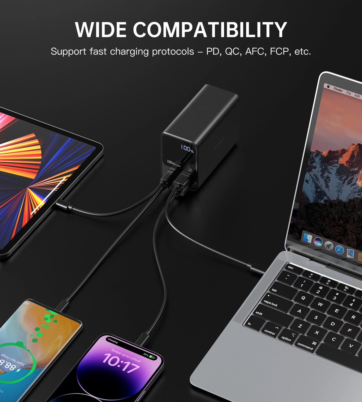 Choetech B635BK USB-A / USB-C Powerbank 22.5W 27000mAh - sort