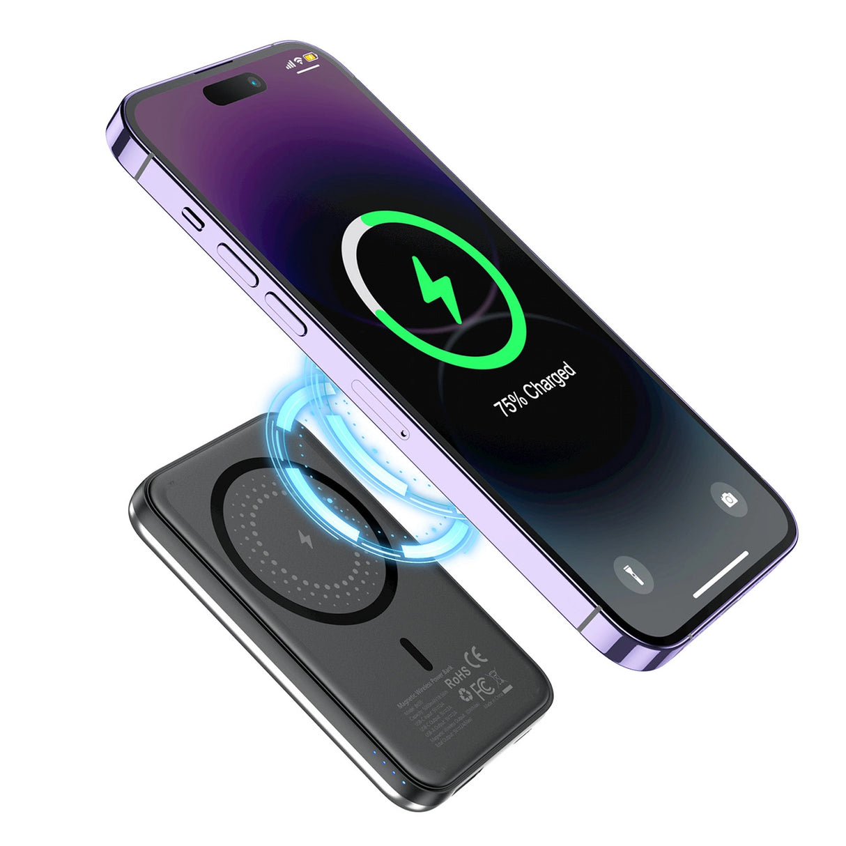 Choetech B655 mini trådløs magnetisk powerbank 5000mAh - sølv