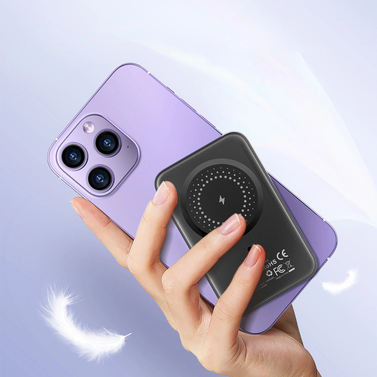 Choetech B655 mini trådløs magnetisk powerbank 5000mAh - sølv