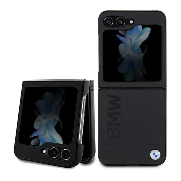 BMW læder Hot Stamp case til Samsung Galaxy Z Flip 5 - sort