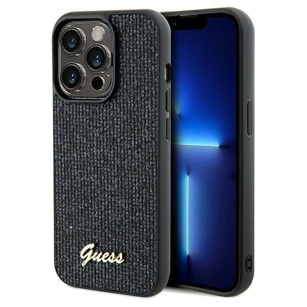 Guess Disco Metal Script-hylster til iPhone 13 Pro / 13 - sort