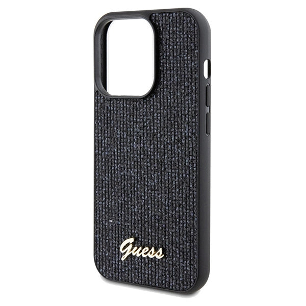 Guess Disco Metal Script-hylster til iPhone 14 Pro - sort
