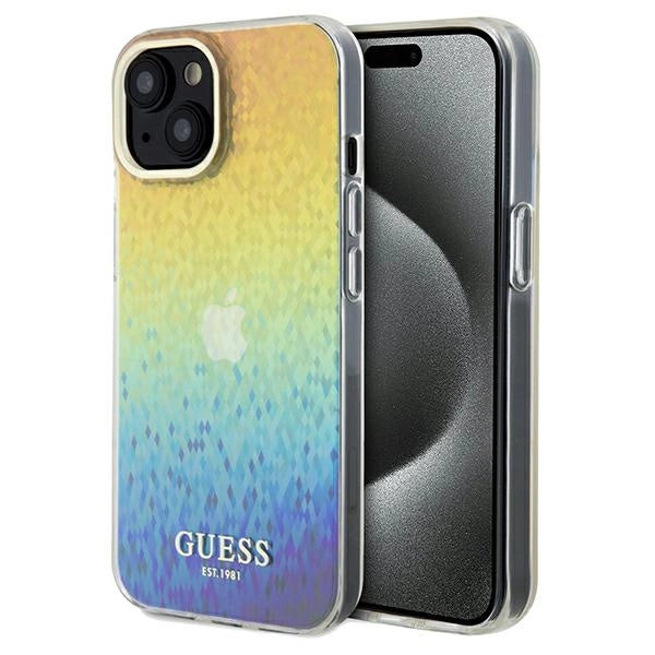 Guess IML Faceted Mirror Disco Iridescent Case til iPhone 14 / 15 / 13 - flerfarvet