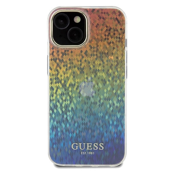 Guess IML Faceted Mirror Disco Iridescent Case til iPhone 14 / 15 / 13 - flerfarvet