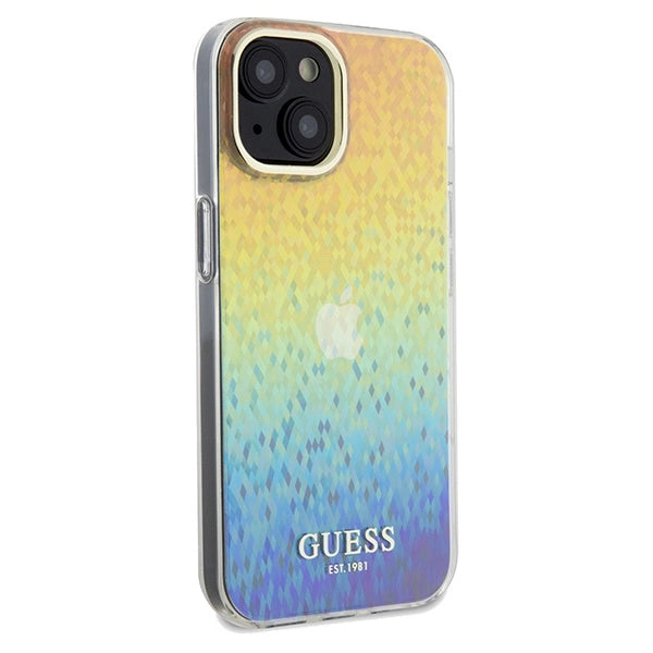 Guess IML Faceted Mirror Disco Iridescent Case til iPhone 14 / 15 / 13 - flerfarvet