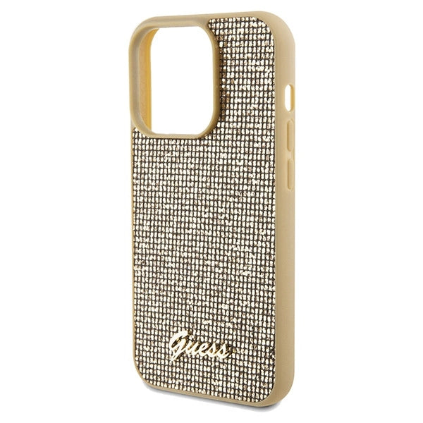 Guess Disco Metal Script-hylster til iPhone 14 Pro Max - guld