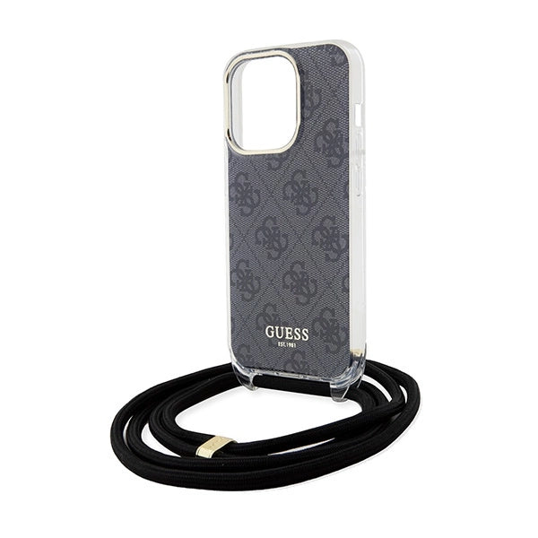 Guess Crossbody Cord 4G Print case til iPhone 15 Pro - sort