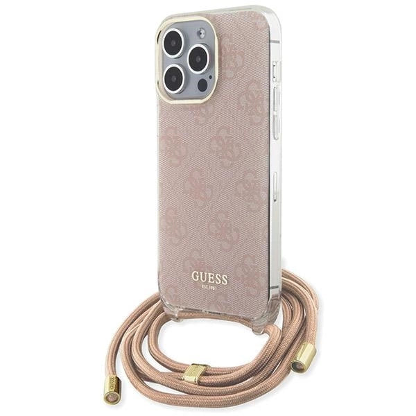 Guess Crossbody Cord 4G Print case til iPhone 15 Pro - pink