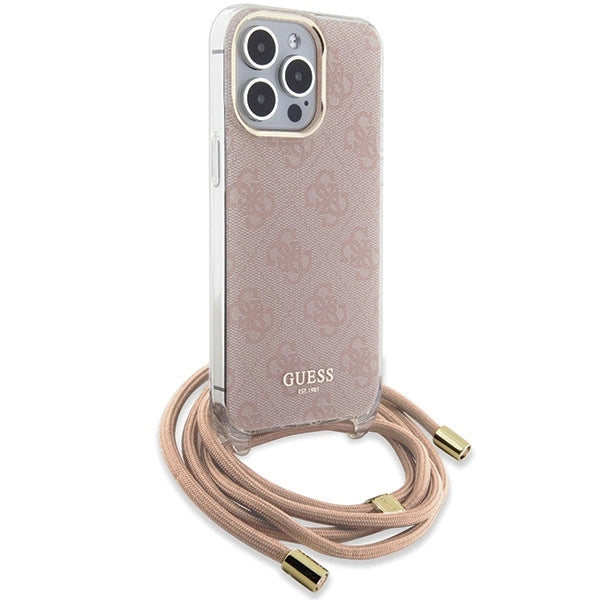 Guess Crossbody Cord 4G Print case til iPhone 15 Pro - pink