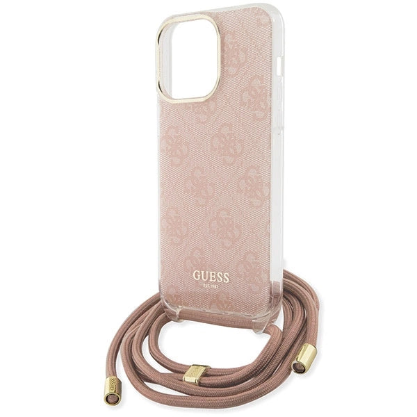 Guess Crossbody Cord 4G Print case til iPhone 15 Pro - pink