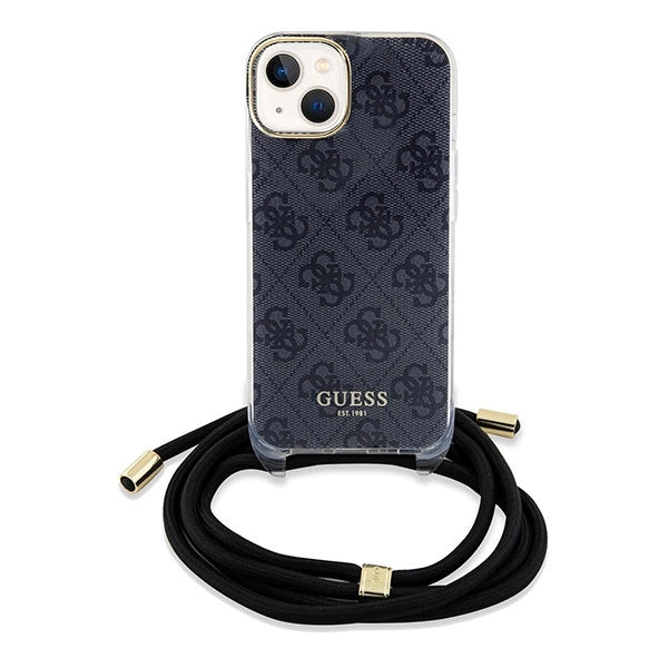 Guess Crossbody Cord 4G Print Case til iPhone 15/14/13 - sort