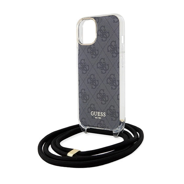 Guess Crossbody Cord 4G Print Case til iPhone 15/14/13 - sort