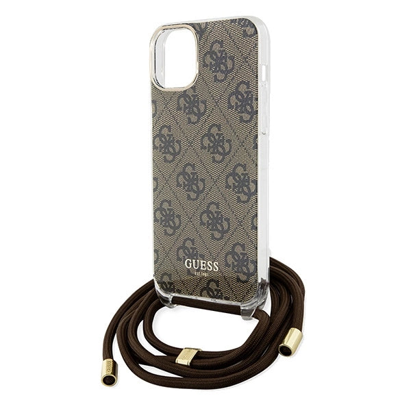 Guess Crossbody Cord 4G Print case til iPhone 15 / 14 / 13 - brun