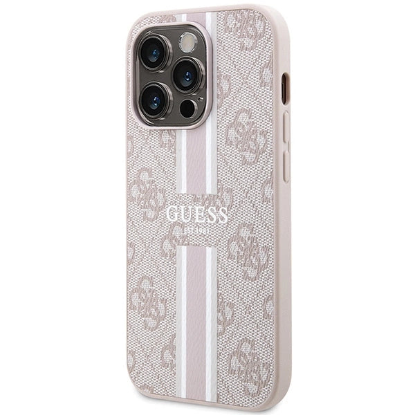 Guess 4G Printed Stripes MagSafe-hylster til iPhone 15 Pro - pink