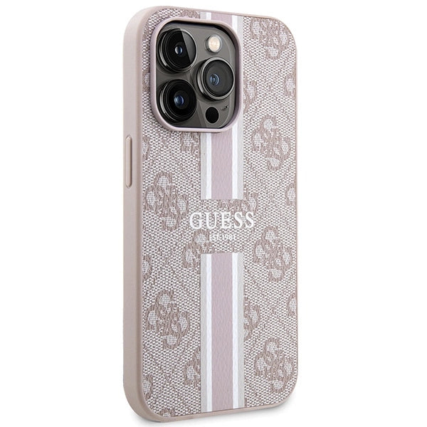 Guess 4G Printed Stripes MagSafe-hylster til iPhone 15 Pro - pink