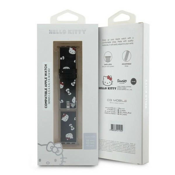 Hello Kitty Heads & Bows Pattern Strap for Apple Watch 38/40/41mm - Black