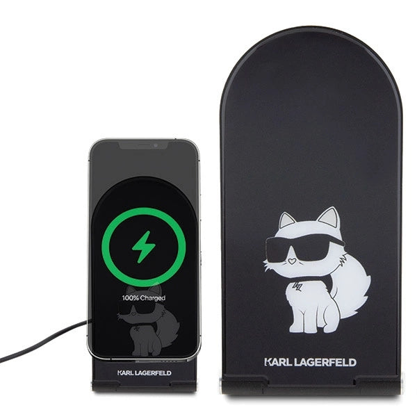 Karl Lagerfeld Choupette MagSafe induktionsoplader 15W, foldable 2in1 - sort