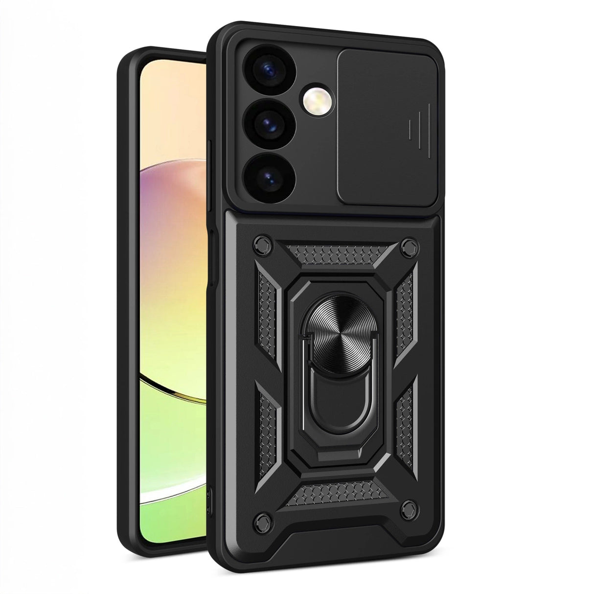 Hybrid Armor Camshield Case til Xiaomi POCO C65 / Redmi 13C Armored Case med kamerabeskytter - sort