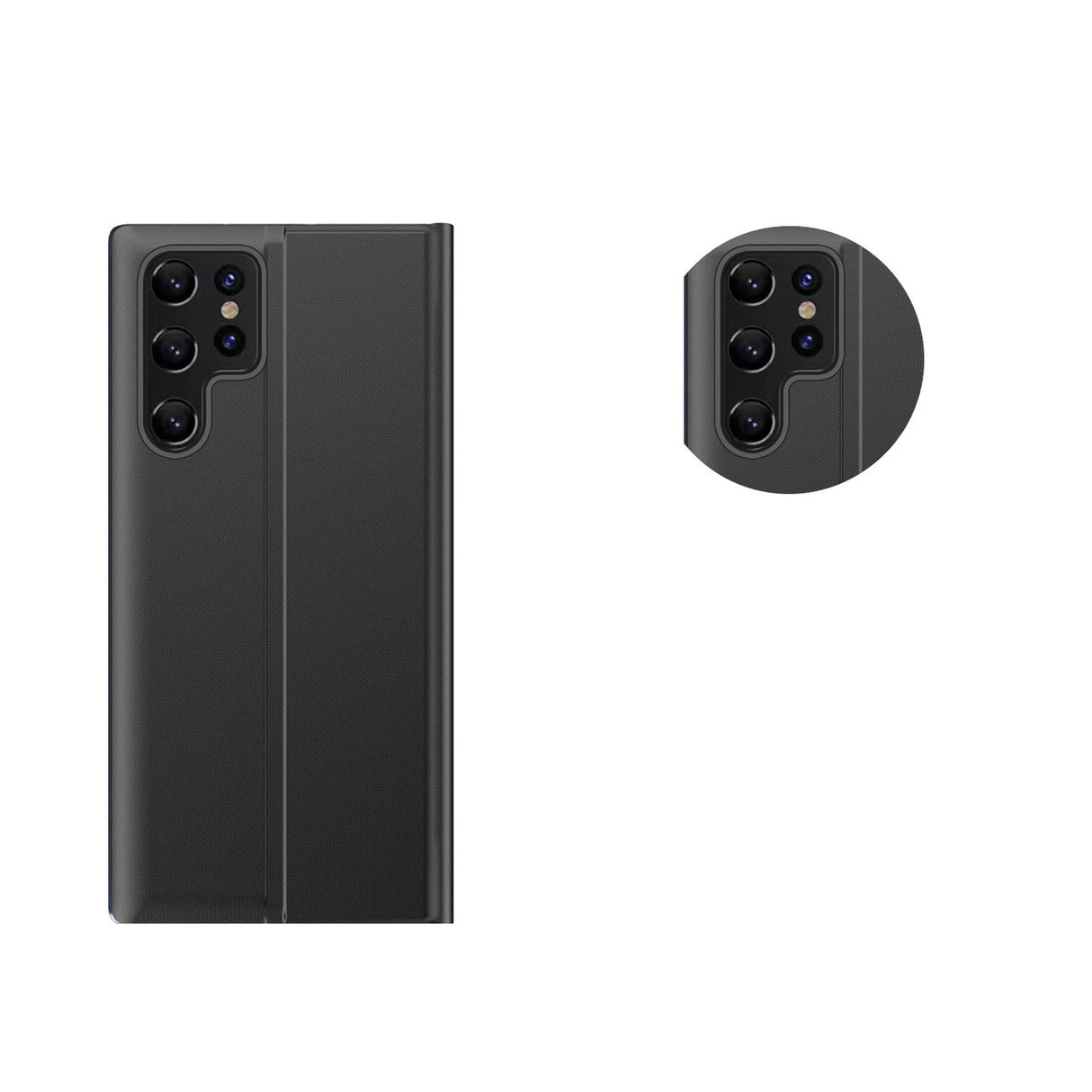 Ny Sleep View Case til Samsung S24 Ultra med flap - sort