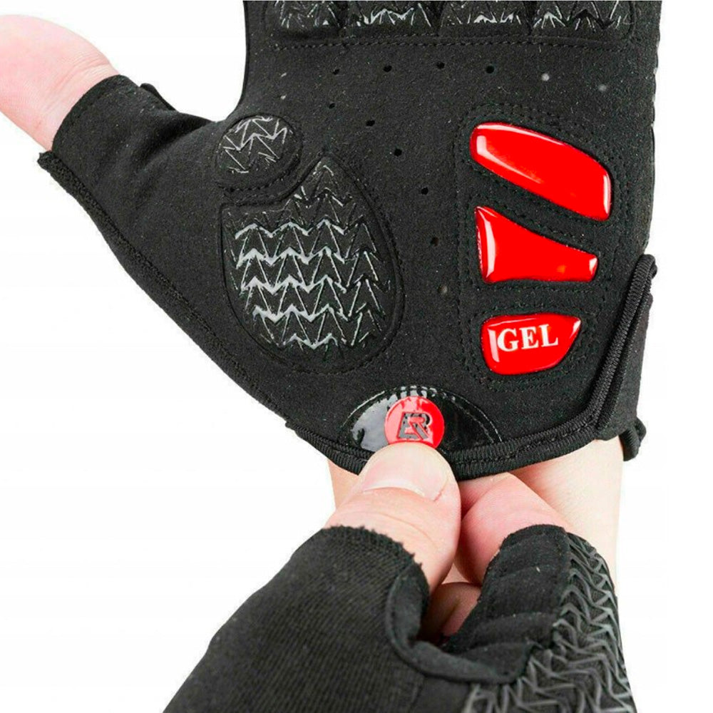 Rockbros S169BR XL cykelhandsker med gelindlæg - sort og rød