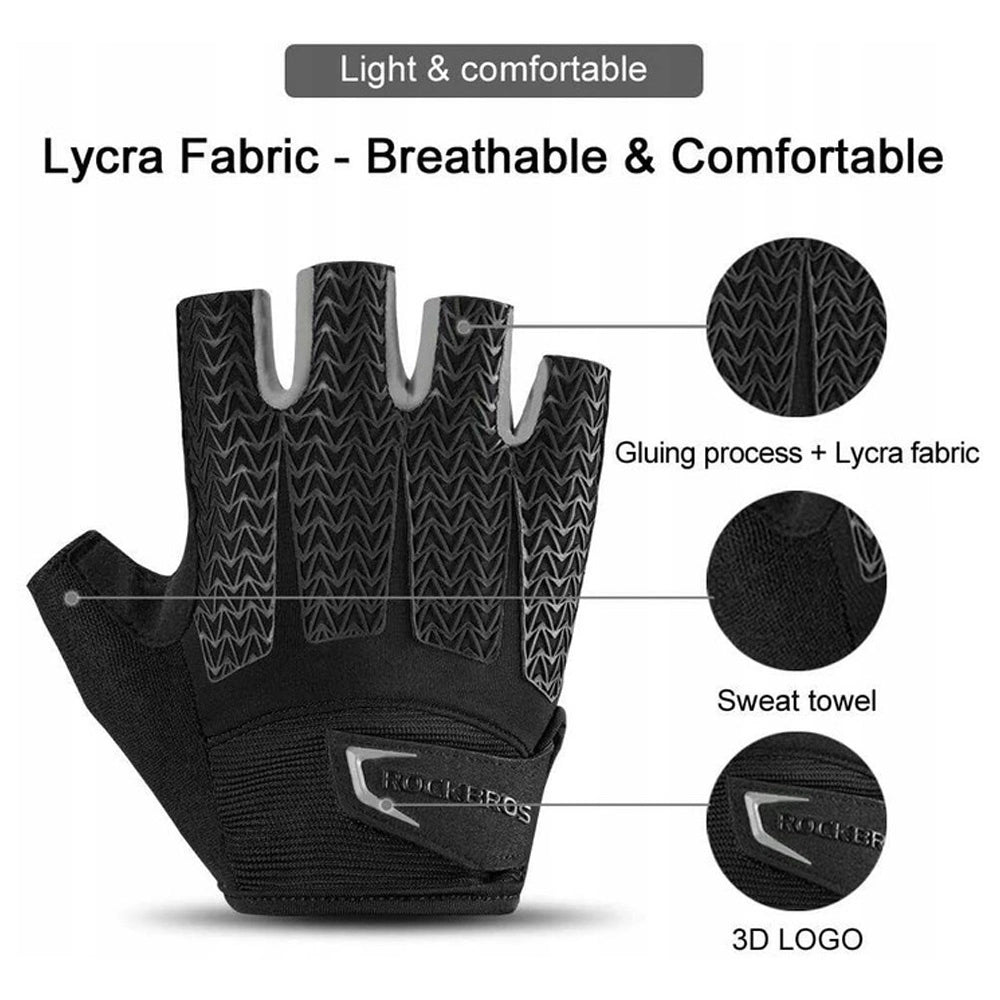 Rockbros S169BGR L cycling gloves with gel inserts - gray