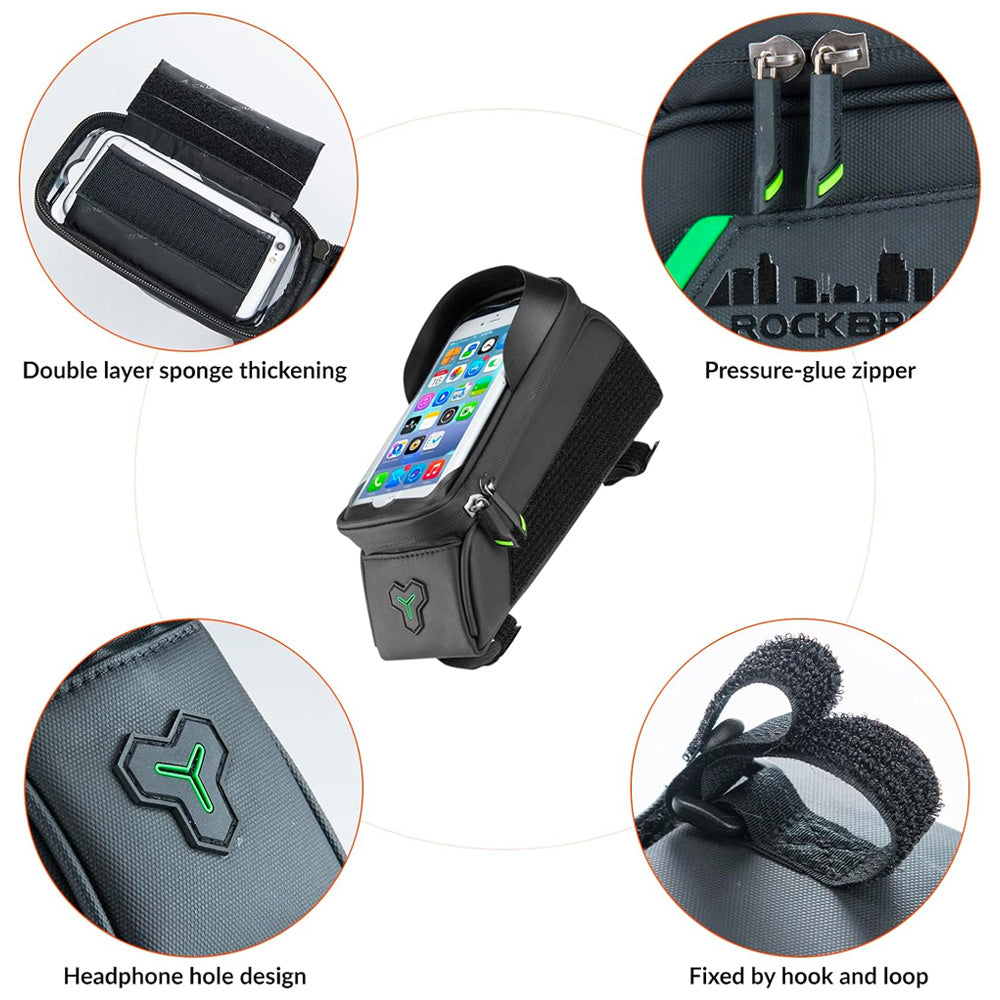 Rockbros 029-1BK bicycle bag for frame with phone cover - black