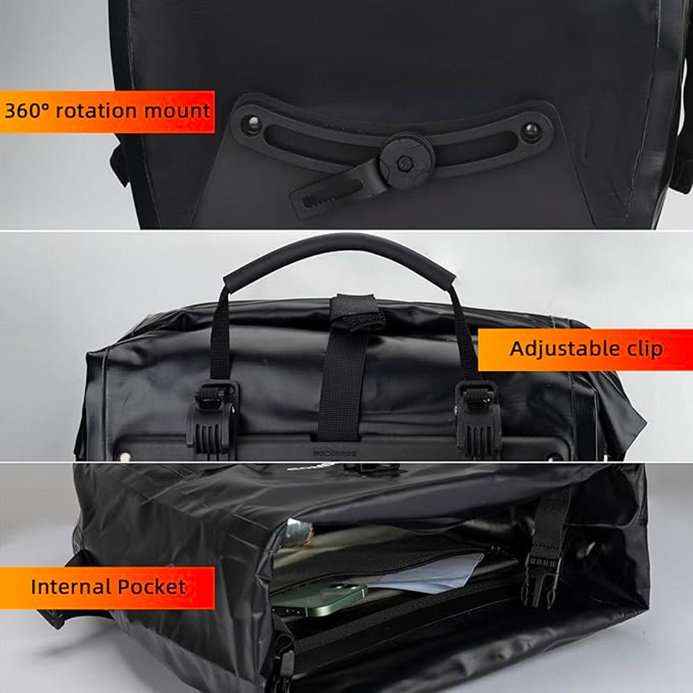 Rockbros 30140022001 waterproof bicycle bag for trunk - black