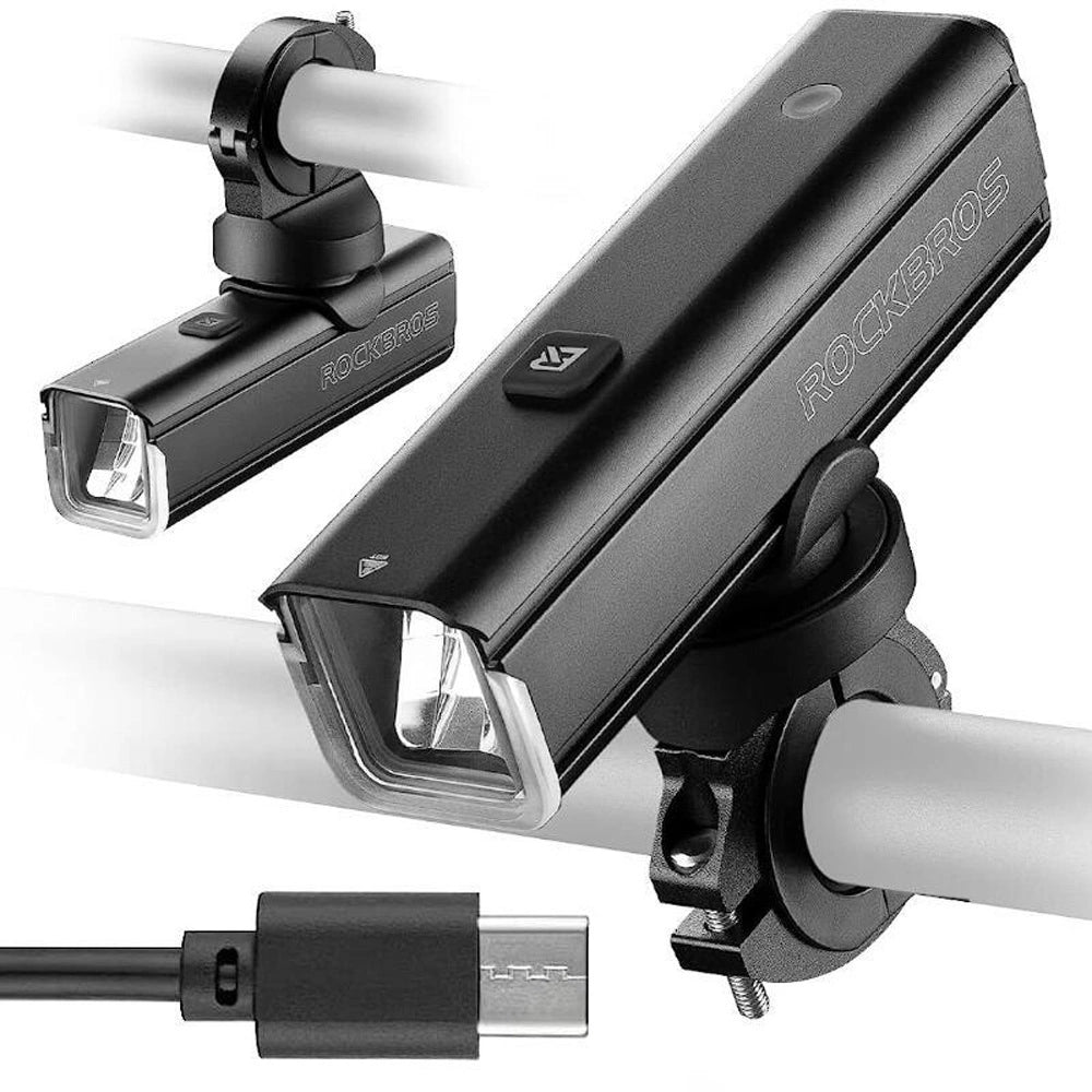 Rockbros 24610002001 front bicycle light 1000 lm + USB-C - USB-A cable - black