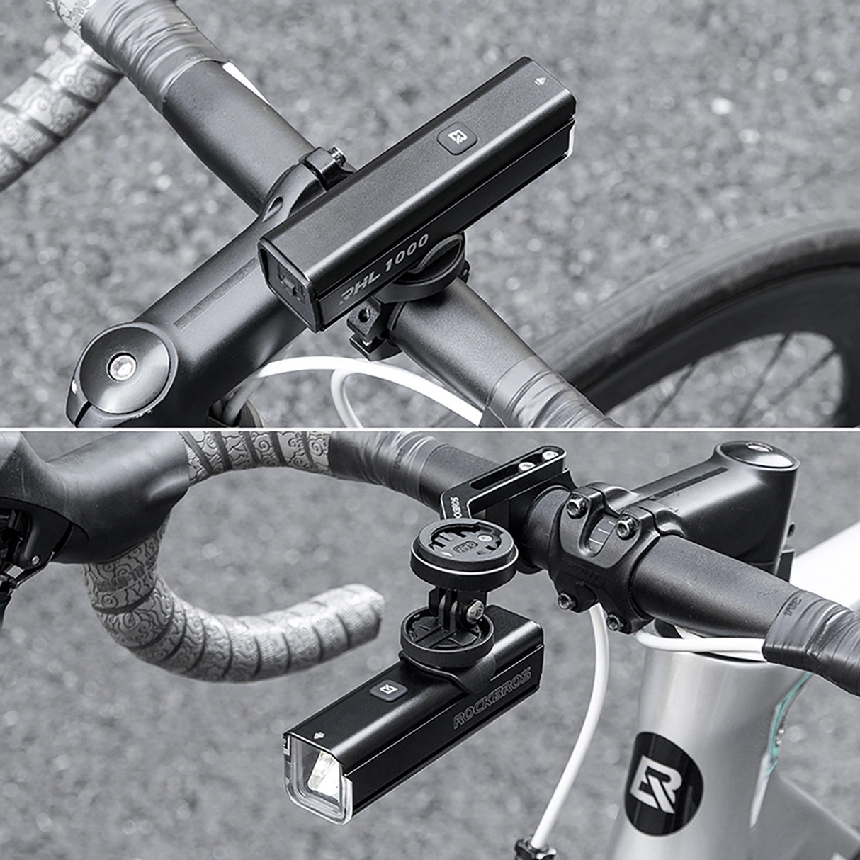 Rockbros 24610002001 front bicycle light 1000 lm + USB-C - USB-A cable - black