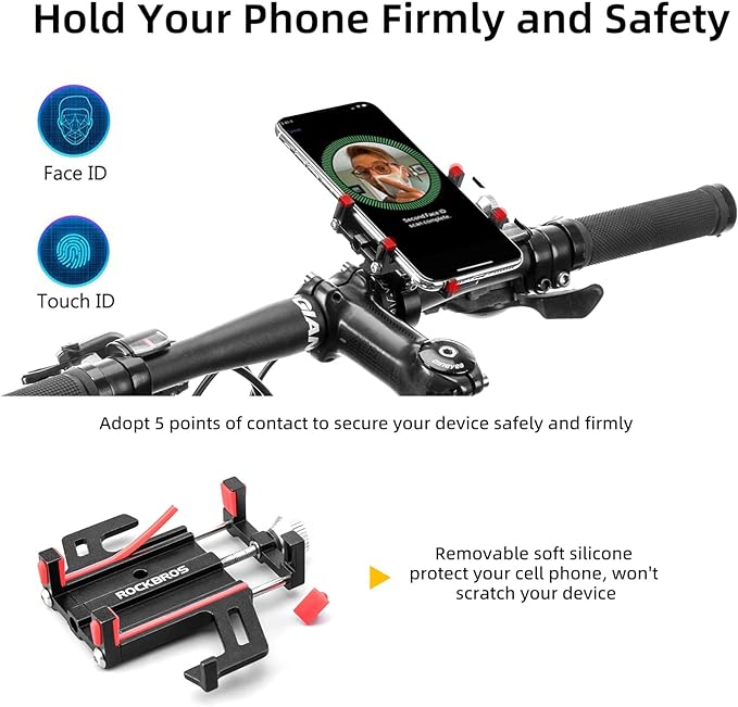 Rockbros 699-BK Aluminium Alloy Bike Phone Holder - sort