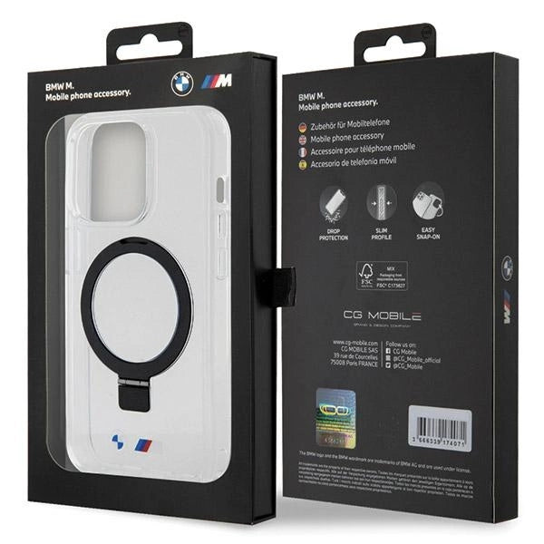 BMW Ring Stand M Collection MagSafe-hylster til iPhone 15 Pro Max - gennemsigtigt