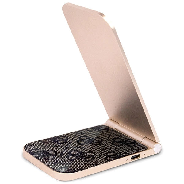 Guess 4G Pattern MagSafe foldable 2in1 15W induktiv oplader - brun