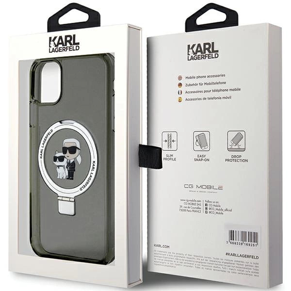 Karl Lagerfeld Ring Stand Karl&Choupette MagSafe case for iPhone 11 / Xr - black