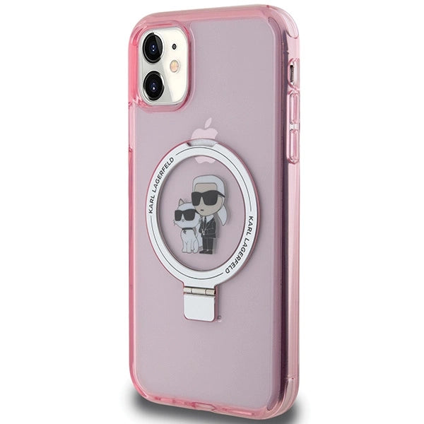 Karl Lagerfeld Ring Stand Karl&Choupette MagSafe case for iPhone 11 / Xr - pink