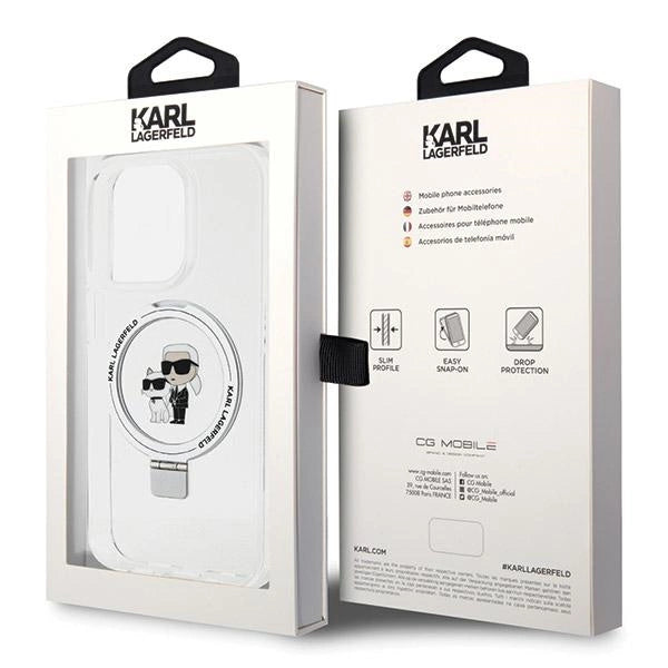 Karl Lagerfeld Ring Stand Karl&Choupette MagSafe case for iPhone 13 Pro Max - white