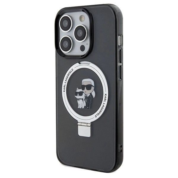Karl Lagerfeld Ring Stand Karl&Choupette MagSafe case for iPhone 14 Pro - black