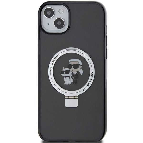 Karl Lagerfeld Ring Stand Karl&Choupette MagSafe case for iPhone 14 / 15 / 13 - black