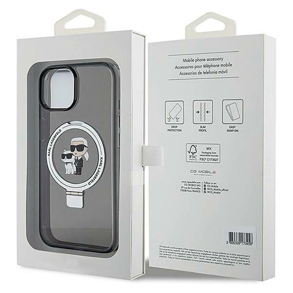 Karl Lagerfeld Ring Stand Karl&Choupette MagSafe case for iPhone 14 / 15 / 13 - black